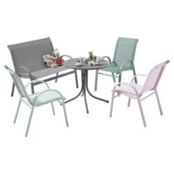 Kindertafel Marijn Grijs Aluminium Ø50x48 Cm -Tuinartikelen Winkel 123 1474