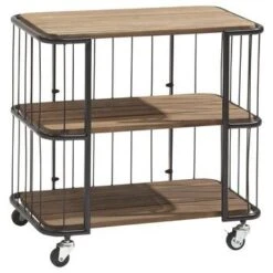 Trolley Monza Zwart Staal/Hout 76x80x45 Cm