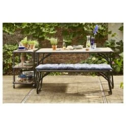 Trolley Monza Zwart Staal/Hout 76x80x45 Cm -Tuinartikelen Winkel 123 1513