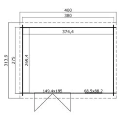 Tuinhuis Danna 380x275 Geïmpregneerd  -Tuinartikelen Winkel 123 1785