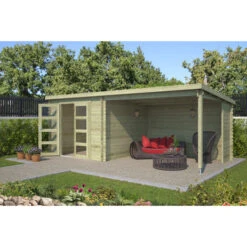 Tuinhuis Manuel Geïmpregneerd Met Overkapping 620x309 Cm -Tuinartikelen Winkel 123 1810