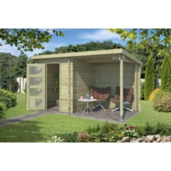 Tuinhuis Edelweiss Geïmpregneerd Met Overkapping Edelweiss 390x215 Cm -Tuinartikelen Winkel 123 1868