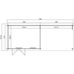 Tuinhuis Joy 760x275cm Blank -Tuinartikelen Winkel 123 1893