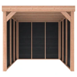 Overkapping Douglas Hout Zwart Met Achterwand En 2 Zijwanden 270x270 Cm -Tuinartikelen Winkel 123 1950