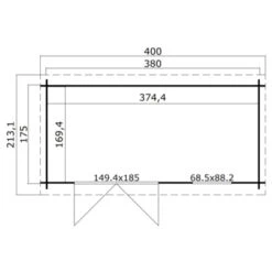 Tuinhuis Danna 380x175 Blank -Tuinartikelen Winkel 123 1984