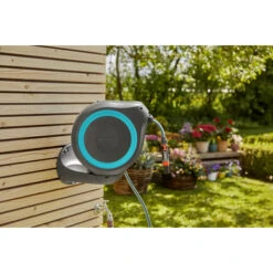 Gardena Wandslangenbox Roll-up 20 Meter Grijs Blauw -Tuinartikelen Winkel 123 354
