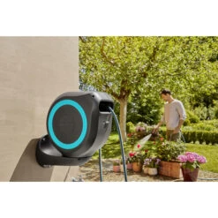 Gardena Wandslangenbox Roll-up 20 Meter Grijs Blauw -Tuinartikelen Winkel 123 355